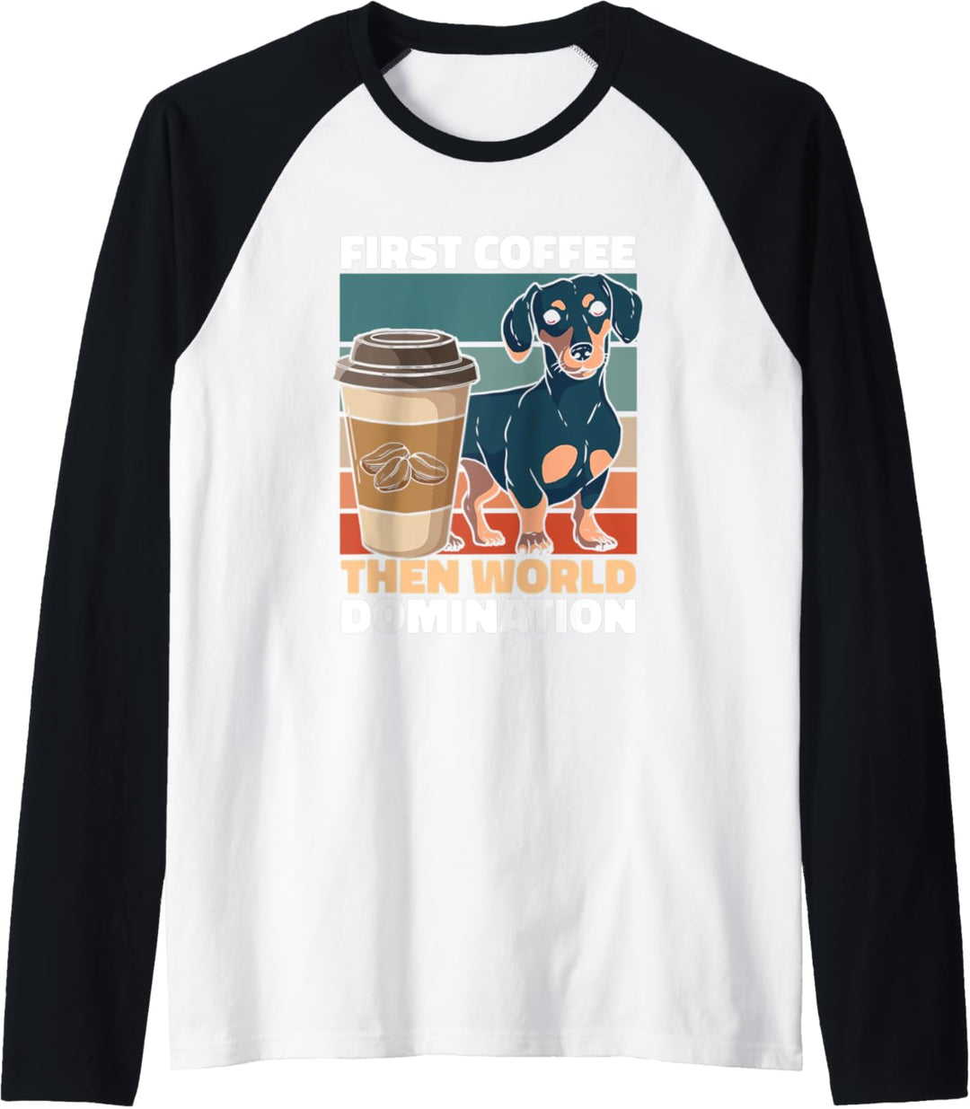 Retro Dackel Kaffee Teckel - Jagdhund Hund Vintage Dachshund Raglan