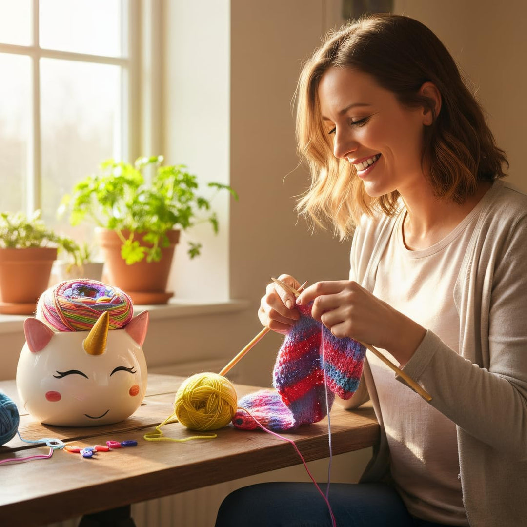 Einhorn-Garnschale zum Stricken – Keramik-Strickschale, extra gross, 21,6 cm, Keramik-Garnschale, Hä