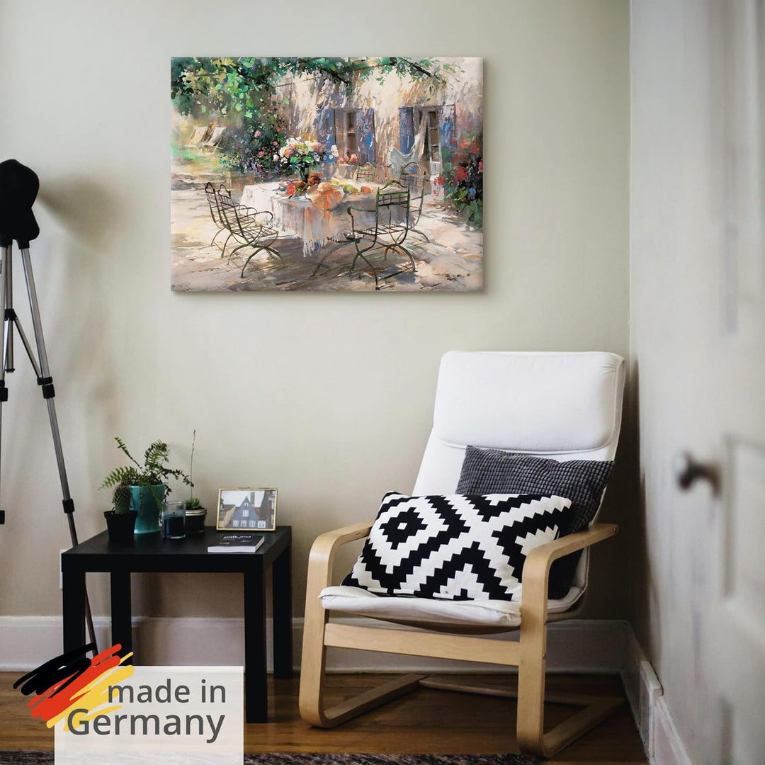 ARTland Leinwandbilder Wandbild Bild auf Leinwand 60 x 45 cm Landschaften Garten Malerei Creme Schat
