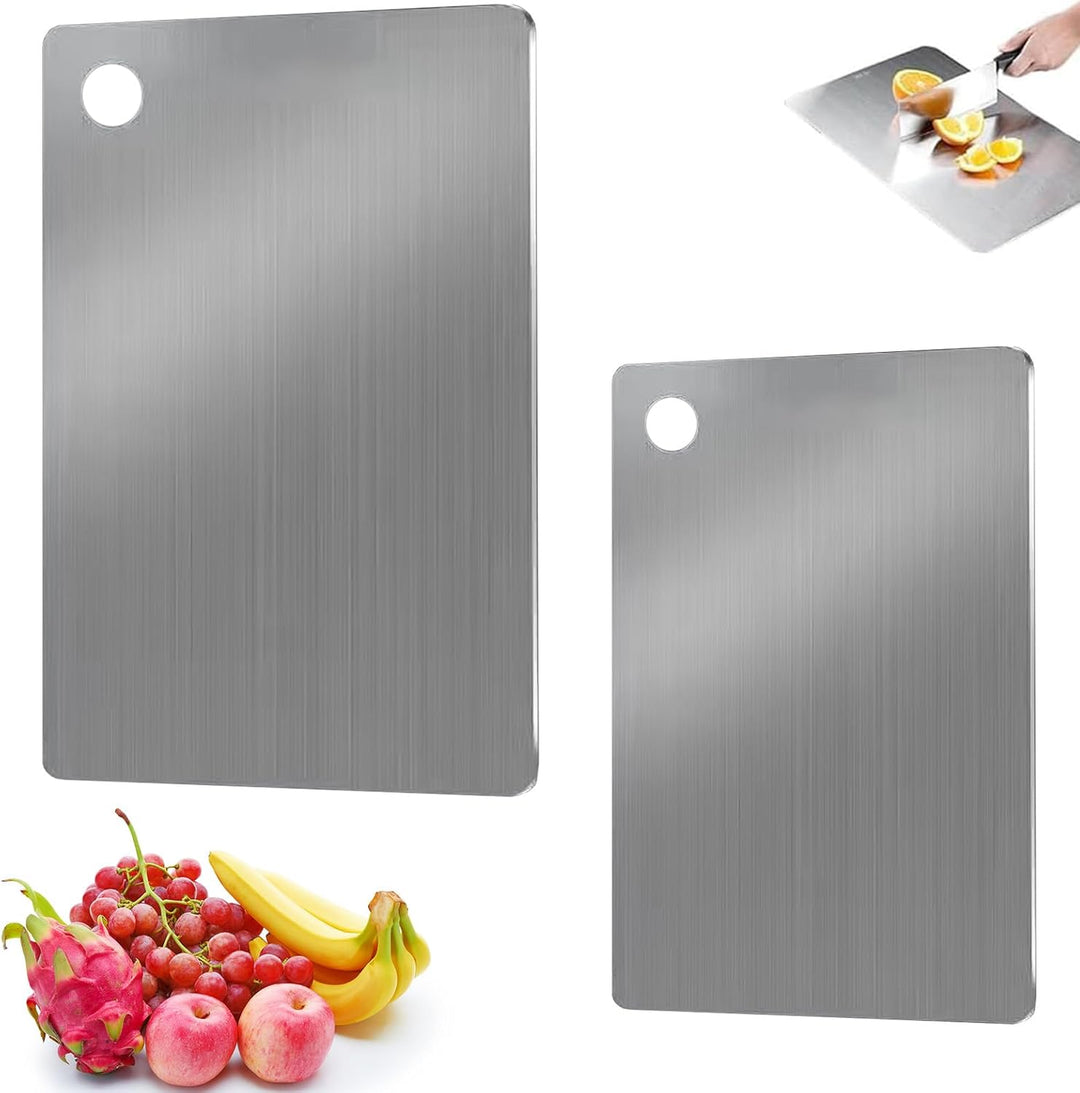 2Pcs Schneidebrett Titan Schneidebrett Edelstahl Titanium Cutting Board Stainless Steel Cutting Boar