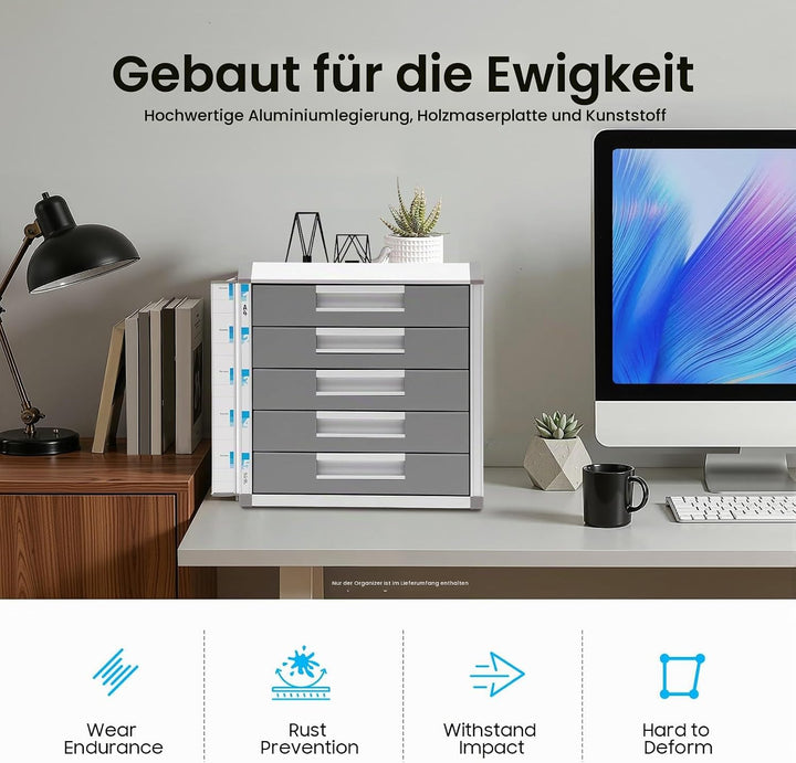 OUKANING Ablagebox mit 5 Schubladen - Schubladenbox mit hoher Kapazität Schubladenschrank Stahlschra