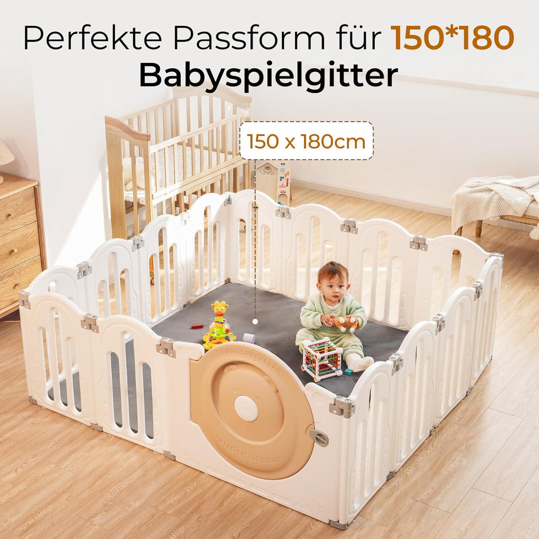 Krabbelmatte Baby,150x180x3cm Dicke Schaum Matte Weich Gepolstert Spielmatte Baby,Krabbeldecke mit W