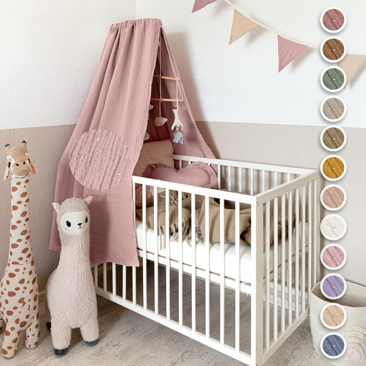lilimaus Betthimmel Babybett mit Gold Applikation in 12 Farben [inkl. Himmelstange] - Himmel Babybet