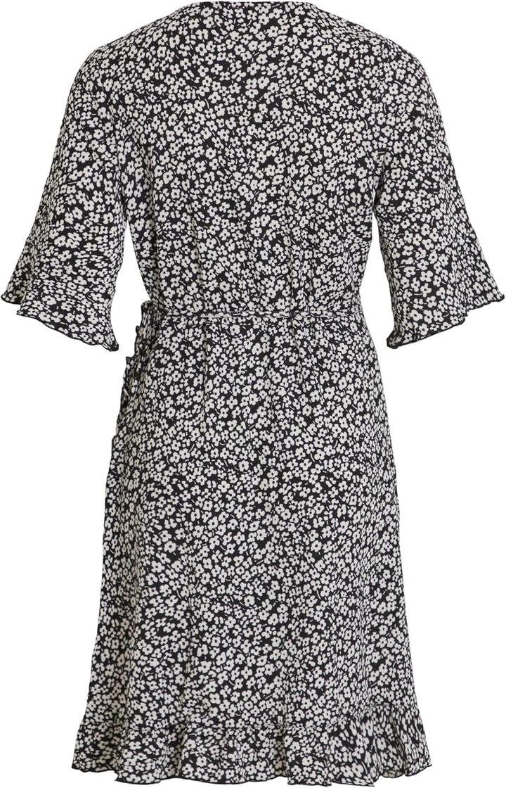 Vila Damen Kleid VICAIA S/S WRAP Dress M Schwarz, M Schwarz