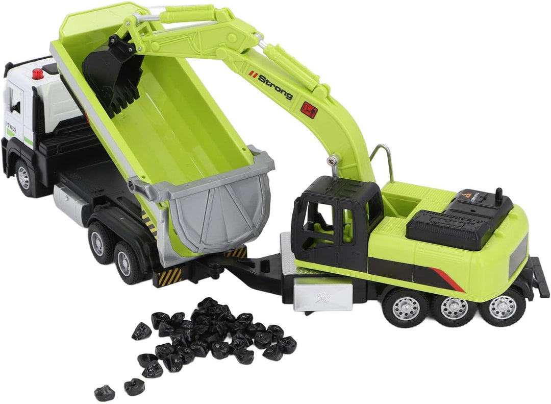 Srliya Muldenkipper mit Bagger, Unterhaltsames Multifunktionales Bagger-Muldenkipper-Modellspielzeug