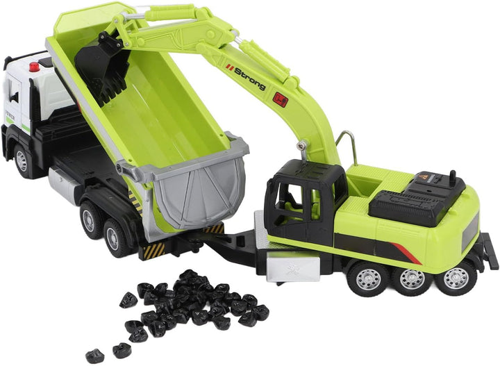 Srliya Muldenkipper mit Bagger, Unterhaltsames Multifunktionales Bagger-Muldenkipper-Modellspielzeug