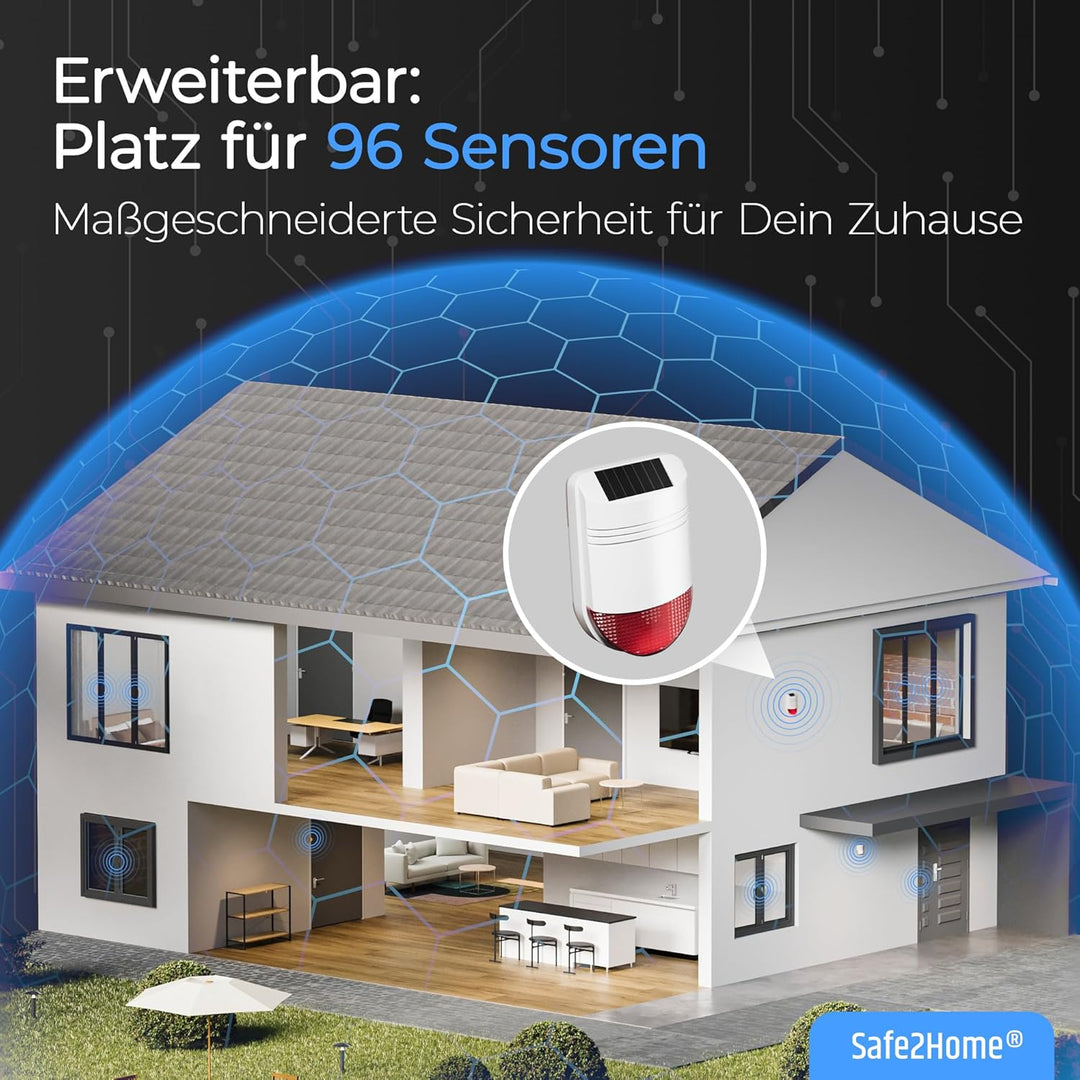 Safe2Home SP210 Basis Funk Alarmanlagen - EINZELNE ZENTRALE - mit Sabotageschutz – WiFi/GSM/SMS Alar