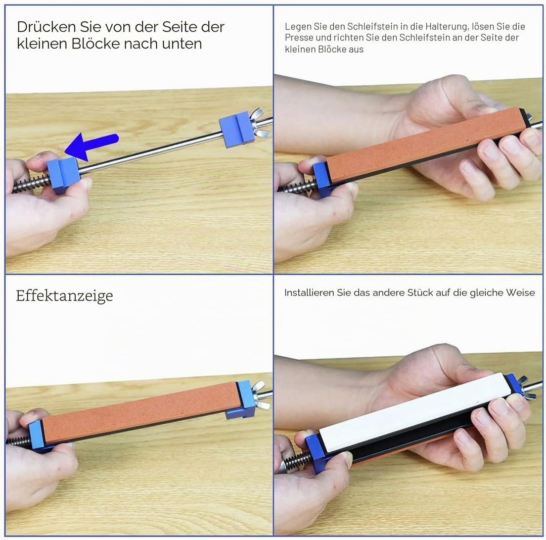 Greensen Messerschärfer mit Festem Winkel, 6 Schleifsteine, 15° und 40° Winkel, Kit 200S