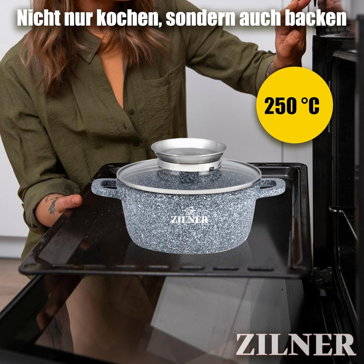 Kochtopf Set Induktion 10-Teilig - Topfset mit Glasdeckel - Töpfe für alle herdarten - 5x Kochtöpfe
