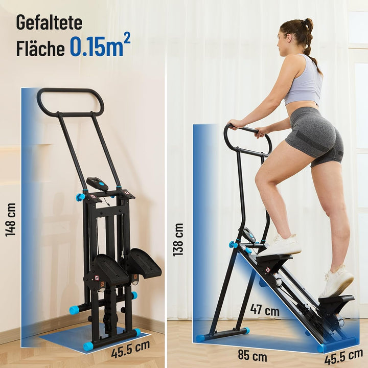 HXD-ERGO Vertikale Klettermaschine, Kreuztrainer mit LCD-Display, Steppers Faltbare Tragbares Pedal,