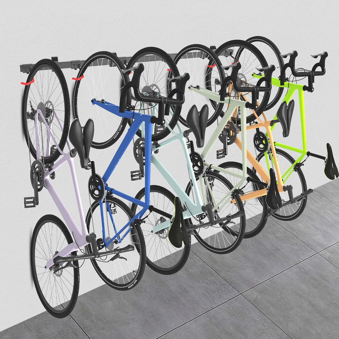 Wiltec Fahrrad Wandhalterung für 6 Fahrräder 160,4 x 18 x 10,5 cm bis 150 kg, Universal Fahrradhalte