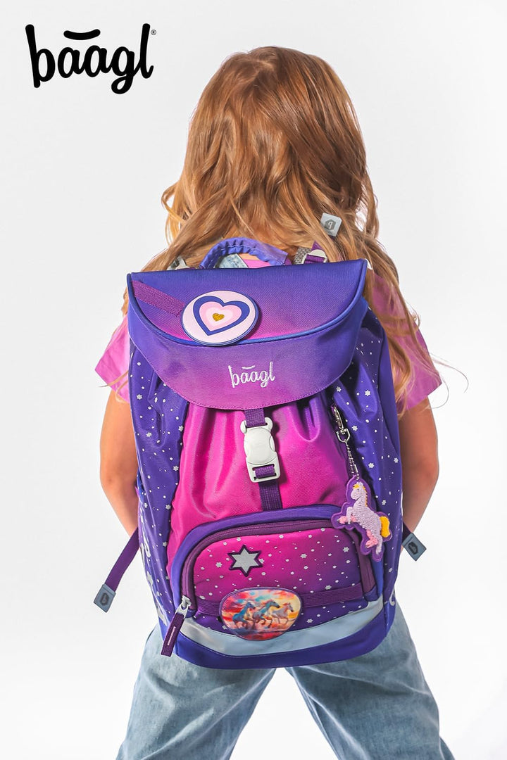 Baagl Schulranzen Jungen Mädchen Set 5 Teilig (Airy Schultasche für 1. Klasse, Mäppchen, Turnbeutel,