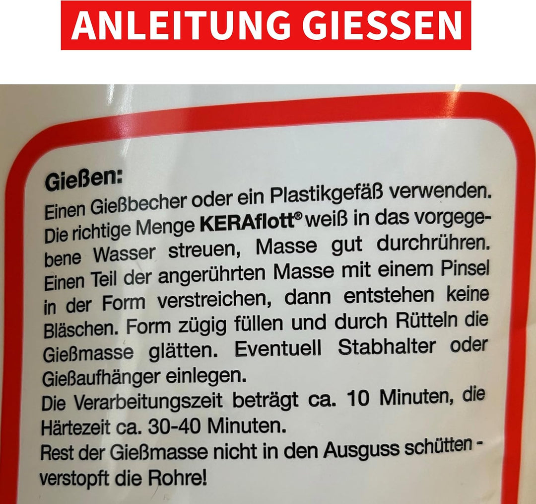 KERAflott Reliefgiesspulver weiss 10 kg Sack, Erwachsene (2 x 5kg)