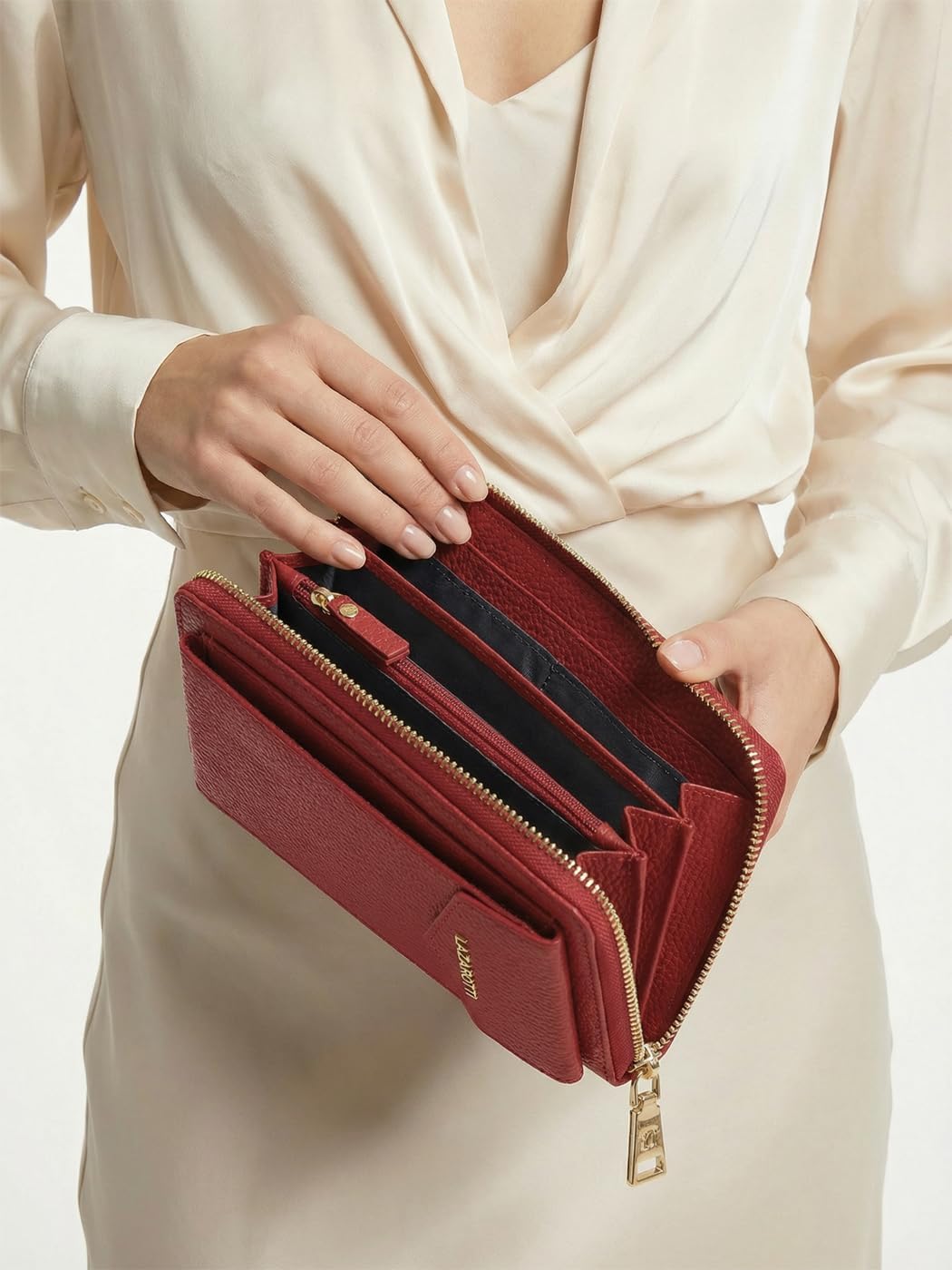 Lazarotti Bologna XL Leder Damen-Geldbörse &amp; Handytasche (2-in-1) | 16 Kartenfächer | zum Umhängen m