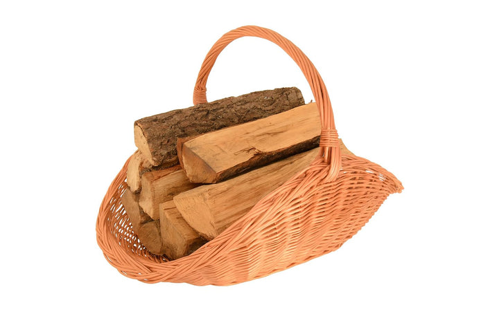 Kaminholzkorb aus Weide 65 x 35 cm – Handgefertigte Holz- & Dekokörbe mit Griff – Kamin Holzkorb Nat