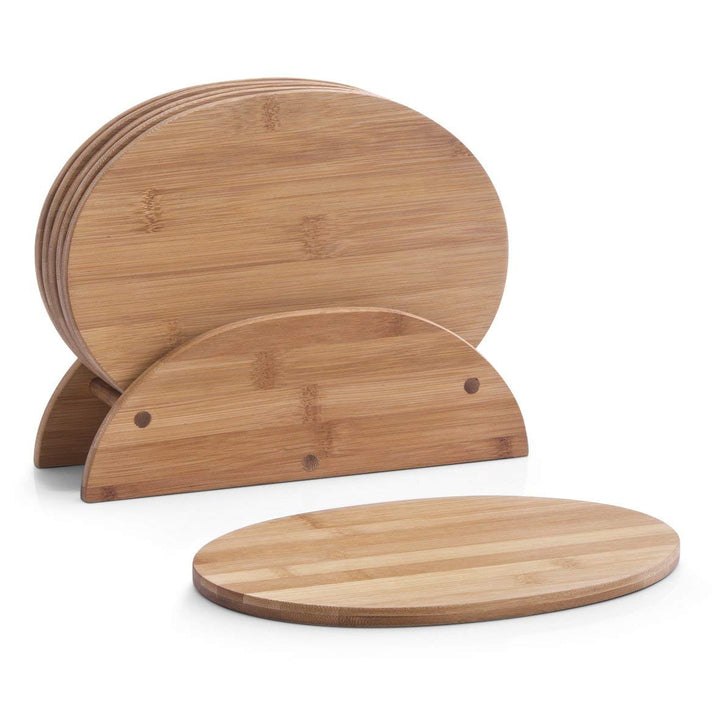 Zeller 25266 Brettchenst?nder, 7-teilig, oval, Bamboo, ca. 24 x 7 x 19,5 cm, 1 - Pack, Natur Single,