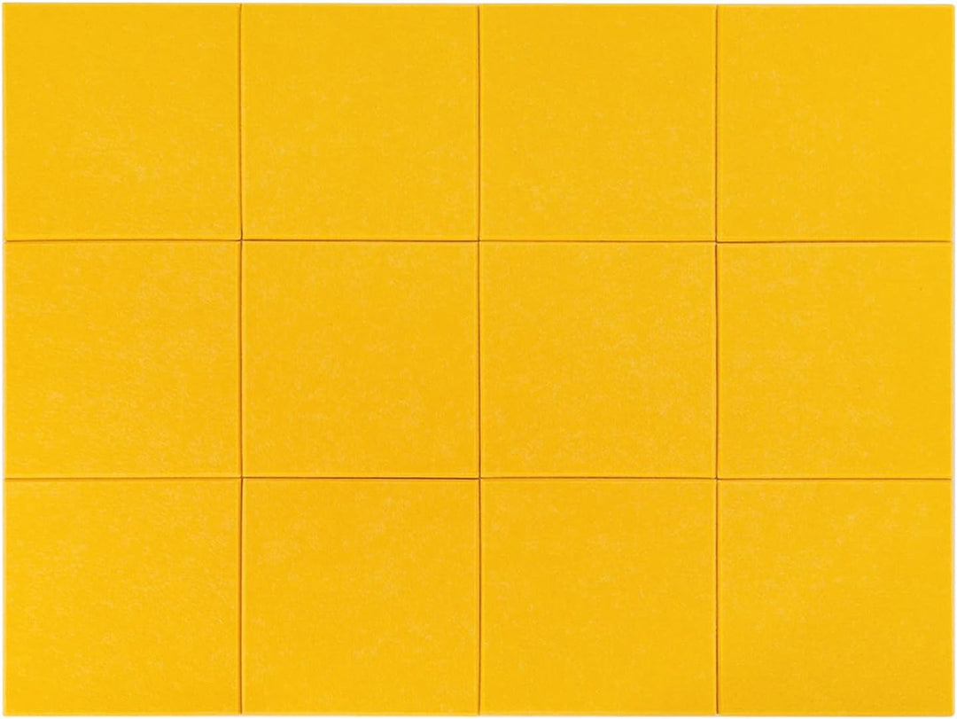 12 Stück Akustikplatten 30 x 30 cm aus Polyesterfaser 9 mm Orange | Selbstklebend und Zuschneidbar f