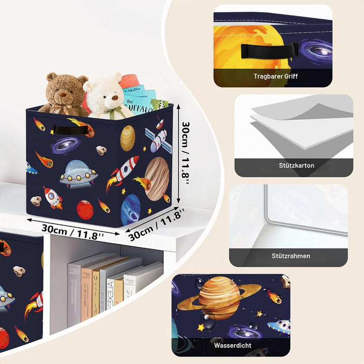 Clastyle 3 Stück Kosmischer Weltraum Aufbewahrungsbox Stoff für Kallax Faltbar Aufbewahrungskorb Kle