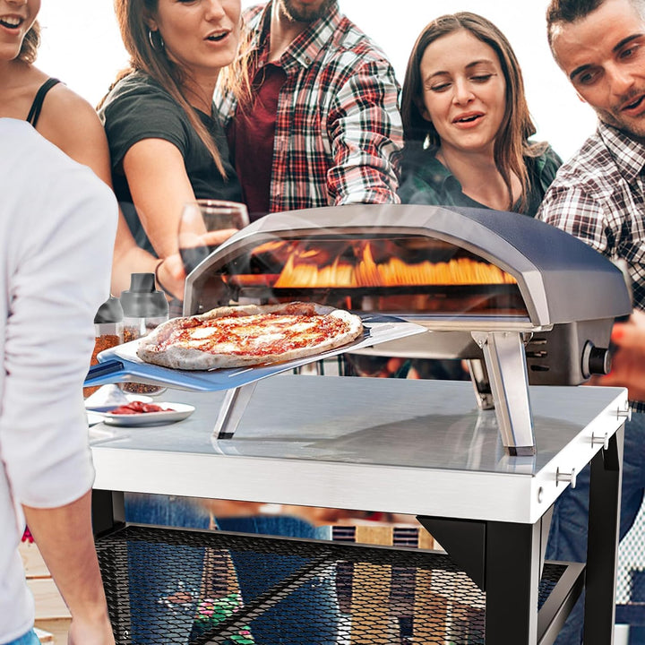 GFTIME Pizzaofen-Tischwagen für Ninja Woodfire, Blackstone Griddle, Weber Q, grosser rollender Küche
