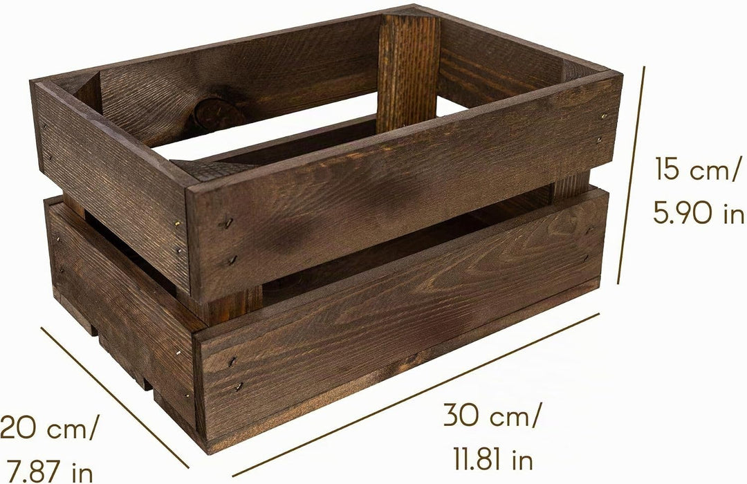 Creative Deco 3 x Kleine Holzkiste Wenge | 30 x 20 x 15 cm | Weinkisten Set Obstkiste Holz | Geschli