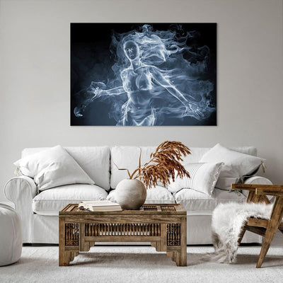 Bilder auf Leinwand 100x70cm Leinwandbild Mädchen rauch nebel kunst Gross Wanddeko Bild Schlafzimmer