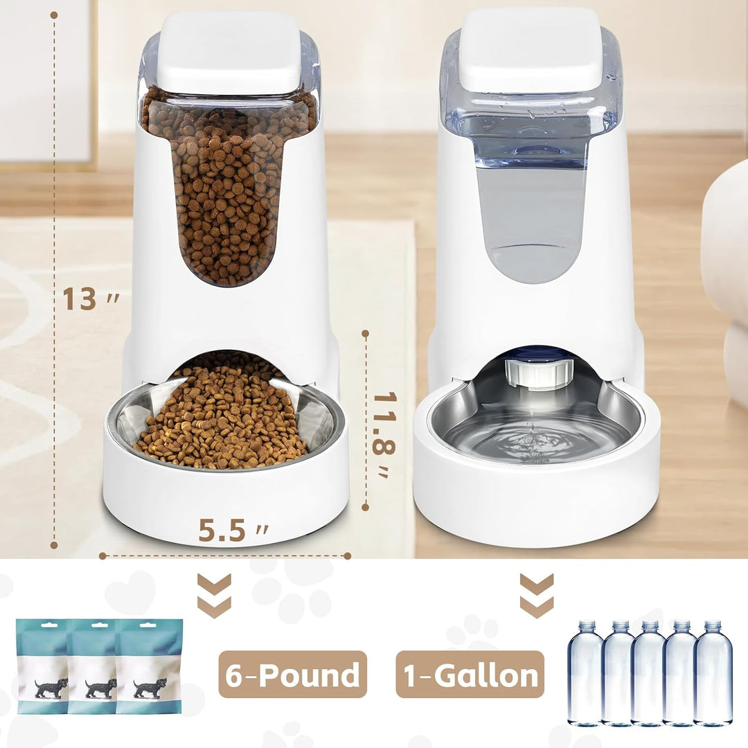 Automatischer Katzen-Futterspender und Wasserspender mit Edelstahlnapf, Schwerkraft-Futterspender un