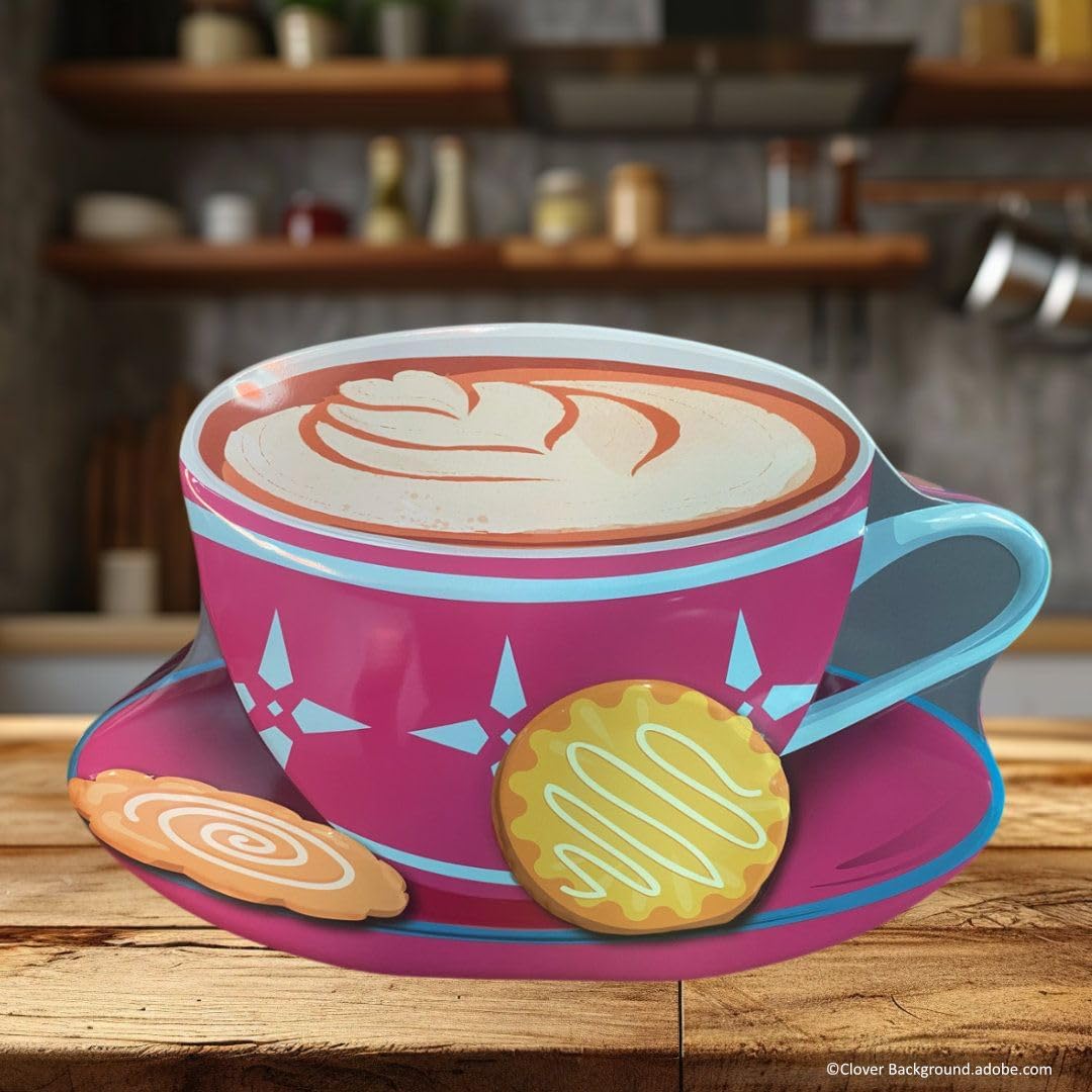 Blechdose in Form einer Cappuccinotasse pink Keksdose Deko-Box Retro-Dose sehr gross, 29 x 21 x 9 cm