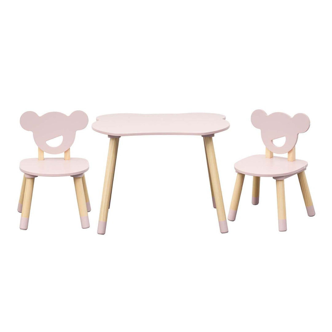 Rebecca Mobili Tisch und 2 Stühle für Kinder, Tischset mit Stühlen, Rosa Braun, MDF Kiefer, für Kind