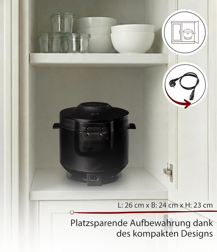 Cloer 6830 Reiskocher mit 1 l Fassungsvermögen, inkl. Dampfaufsatz & spülmaschinengeeignetem Innento