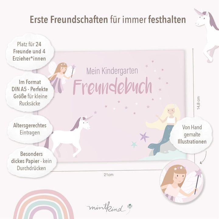 mintkind® „Meine Freunde“ Kindergarten Freundebuch Feenwelt | Freundebuch für den Kindergarten Junge