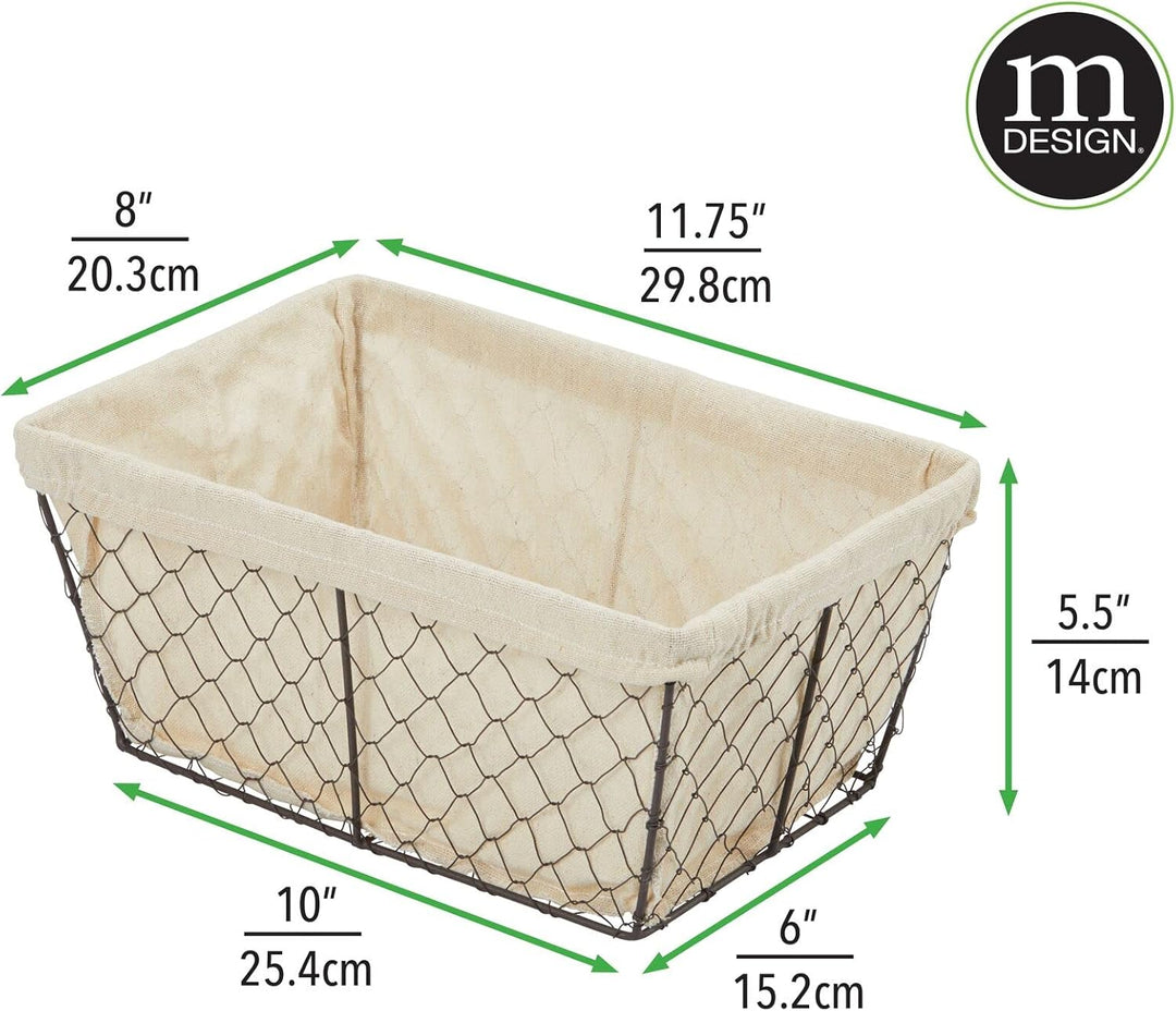 mDesign 4er-Set Aufbewahrungskörbe aus Metall – grosser Drahtkorb mit Stoffeinlage – Aufbewahrungssy