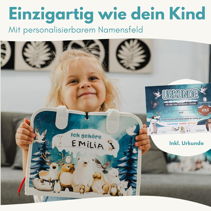 Lion’s Collection® Montessori Busy Board Deutsch ab 3 Jahre – Activity Board & Quiet Book für Kleink