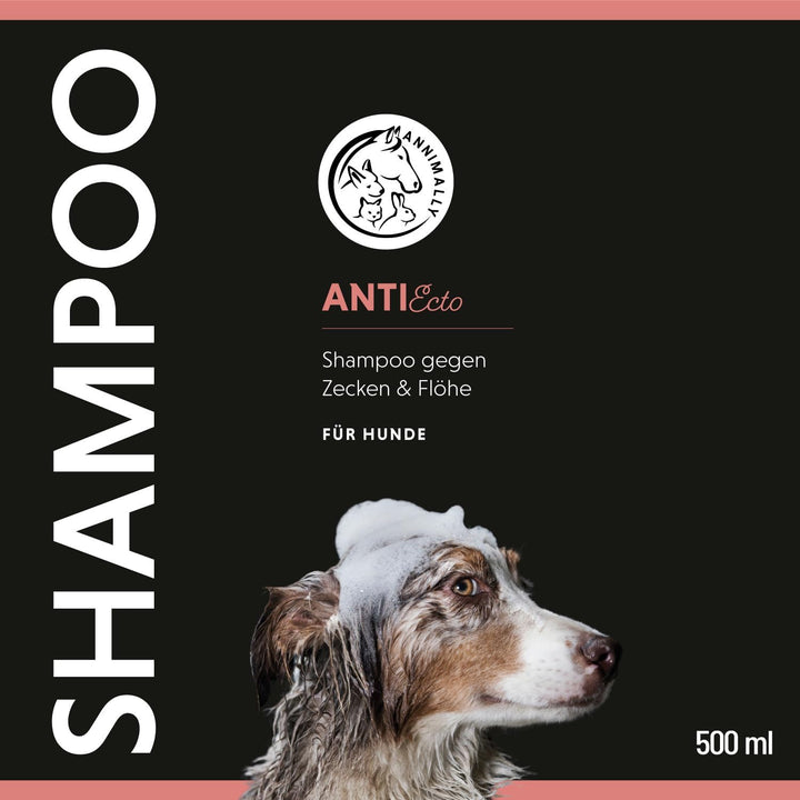 Annimally Anti Zecken und Flohshampoo Hund - Shampoo gegen Zecken, Flöhe &amp; Milben für Hunde - Hundes