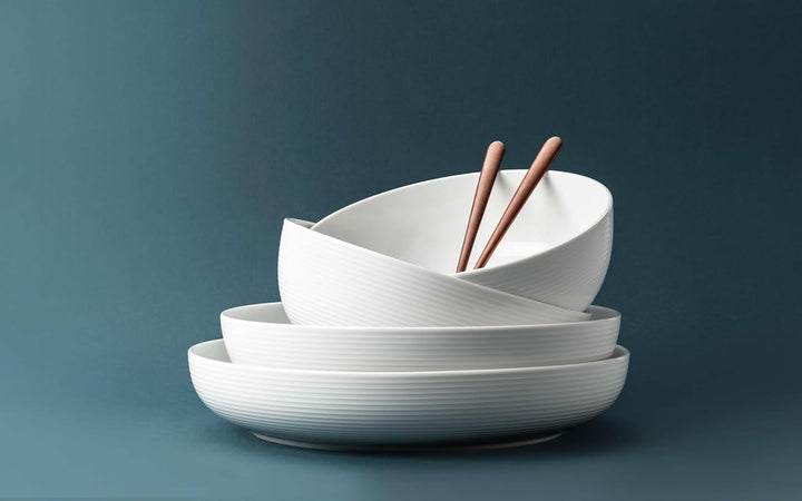 Seltmann Weiden Beat Foodbowl Set 3-teilig, Servierschalen-Set mit Rillenrelief, 20 | 25 | 28 cm, Po