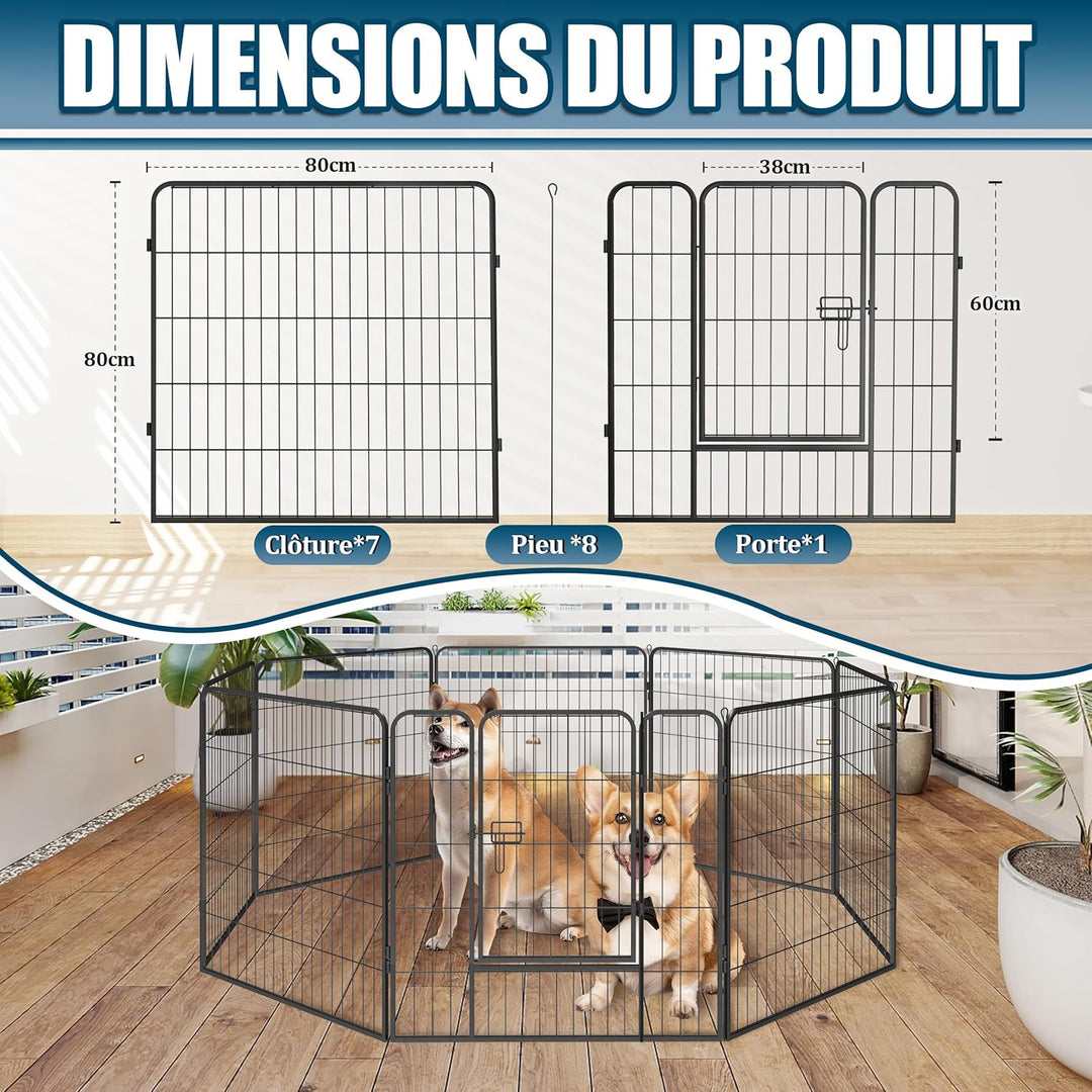 Qianruida Welpenlaufstall 80cm hoch Welpenauslauf Hundelaufstall Tierlaufstall Freilaufgehege für Hu