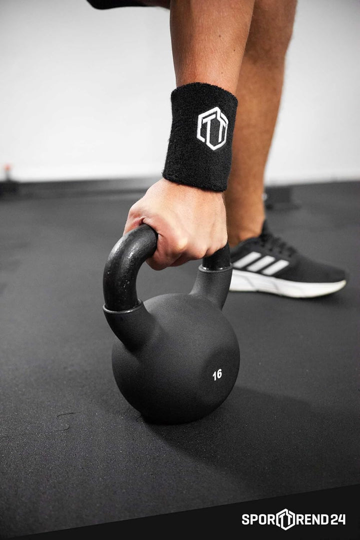 Sporttrend 24® Kettlebell Handgelenkschutz Set Schwarz | Unterarmschutz Wrist Protection
