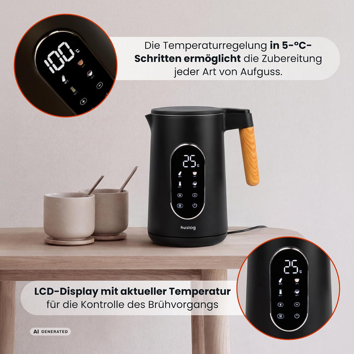 1,7L Wasserkocher Touchpanel Holzgriff Modern 2200W