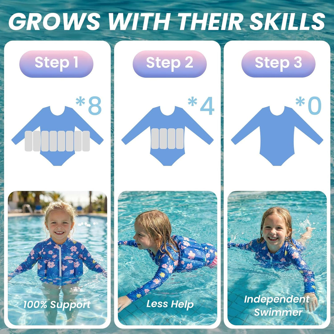 Badeanzug Baby Mädchen mit Floatation Kleinkind Schwimmtraining Hilfe Schwimmende Badeanzug Langarm
