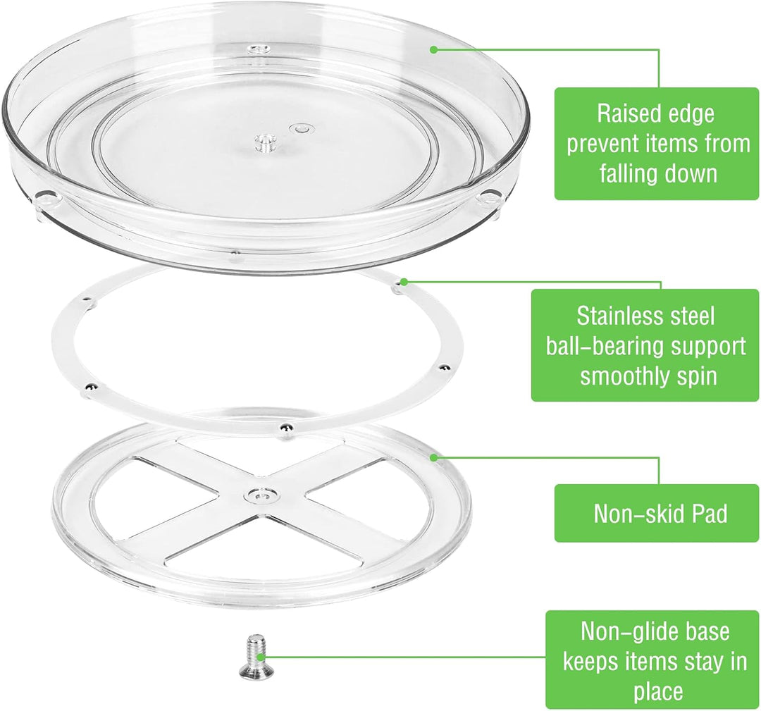 Kühlschrank Drehteller, 2 Stück Lazy Susan Drehteller Kühlschrank Organizer, Durchsichtig Drehteller