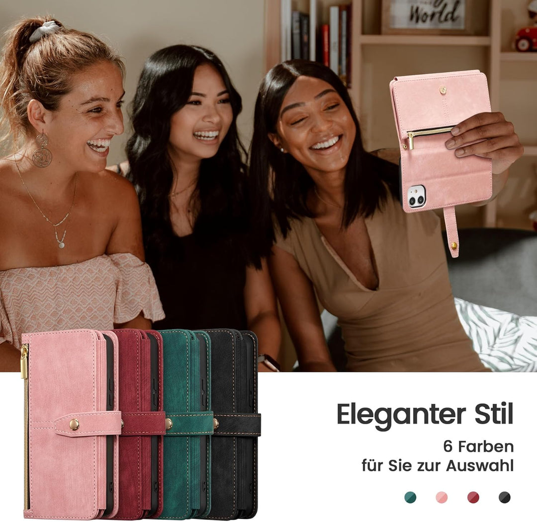 ZCDAYE Hülle für iPhone 12 mit Band Handykette, Leder iPhone 12 Handyhülle Handytasche mit Kartenfäc