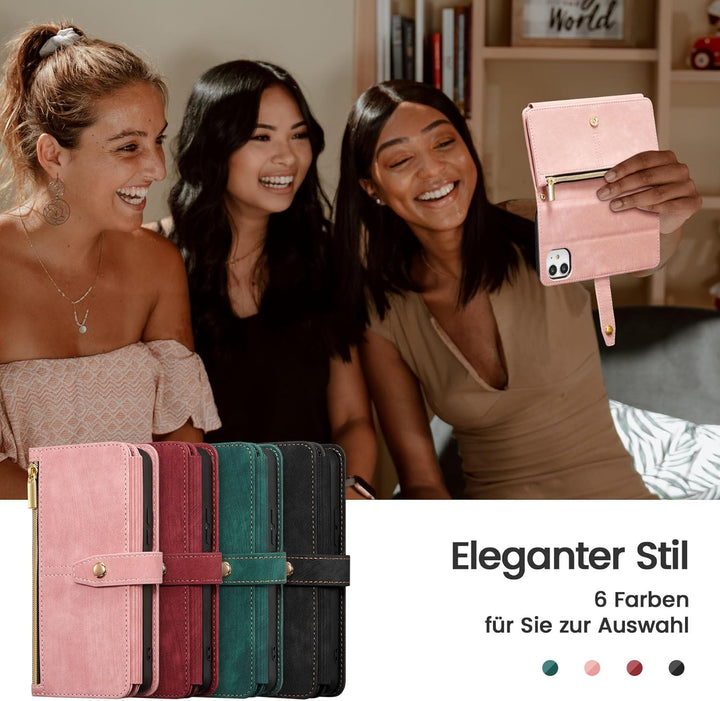 ZCDAYE Hülle für iPhone 12 mit Band Handykette, Leder iPhone 12 Handyhülle Handytasche mit Kartenfäc