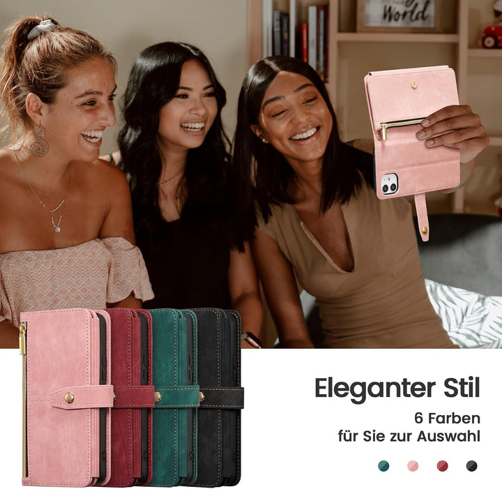 ZCDAYE Handyhülle für iPhone 11 Hülle mit Band, Roségold | Leder Handytasche Geldbörse mit Kartenfäc