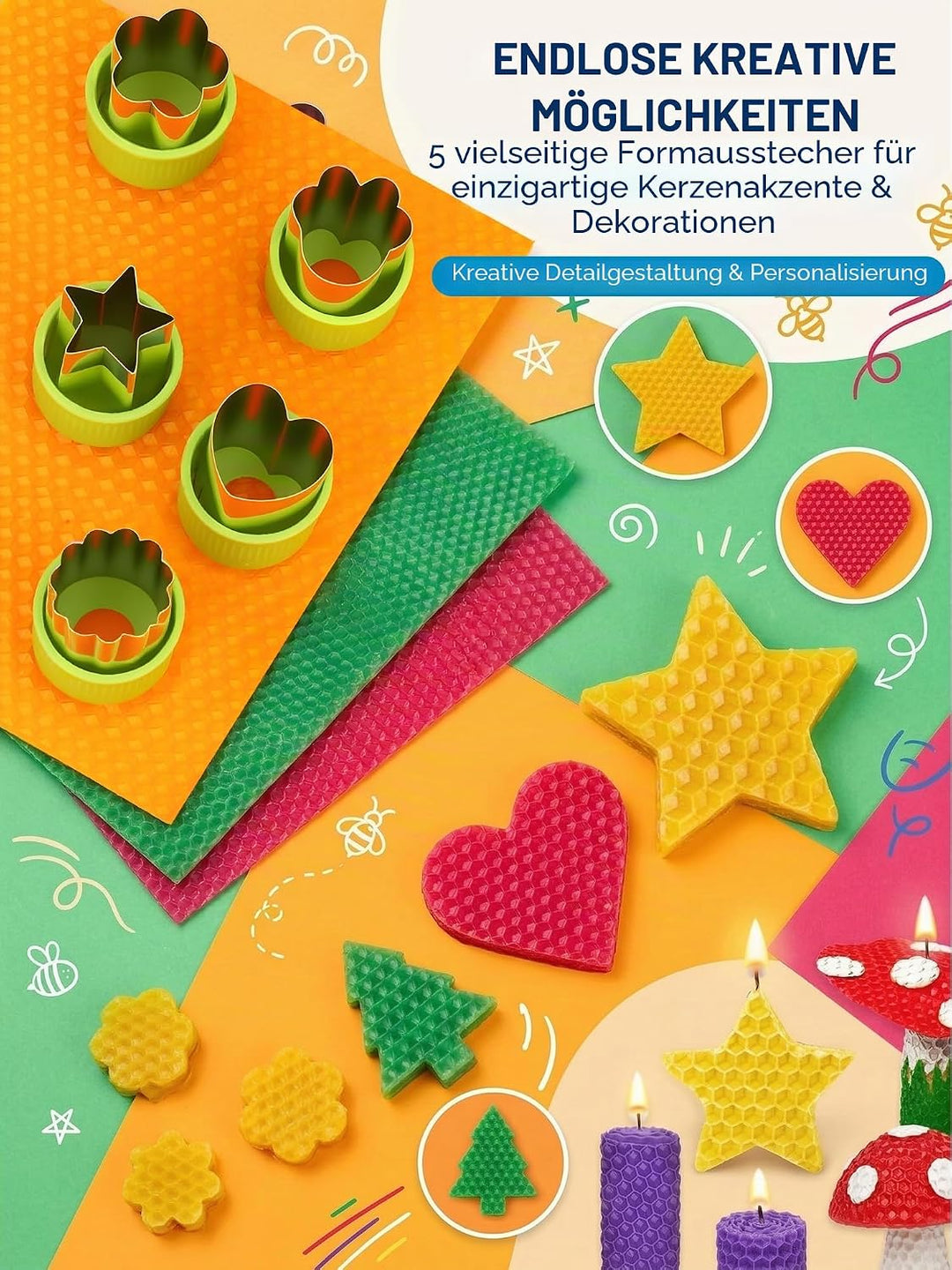 LumaCraft Bienenwachsplatten für Kerzenherstellung Set – 16 Stk. 100% reine natürliche Bienenwachspl