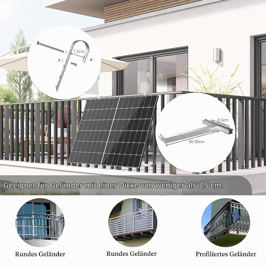 ULL Balkonkraftwerk Halterung Balkon für Alle Solarmodul I Robustem Aluminiumlegierung Solarpanel Ha