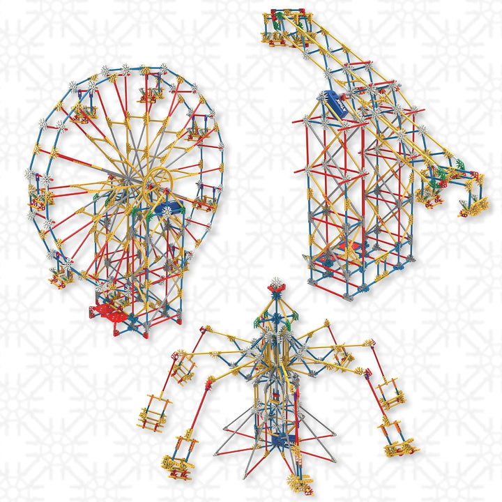 K'NEX 17035 Thrill Rides 3-in-1 Classic Amusement Park Building Set, 744 Piece Kids Building Set for