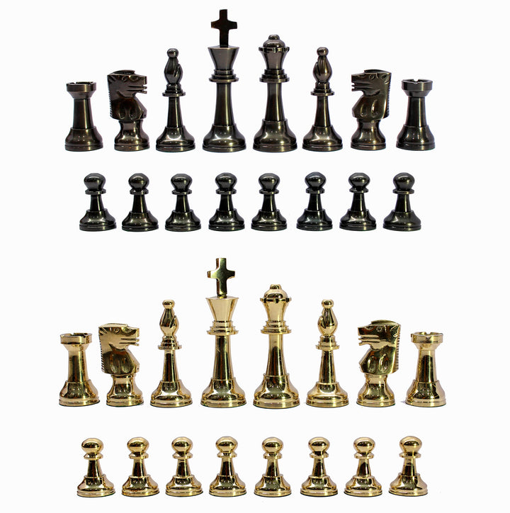 Stonkraft 8,9 cm Königshöhe - Sammleredition Messing Schachfiguren Münzen Bauer Staunton Figur Figur