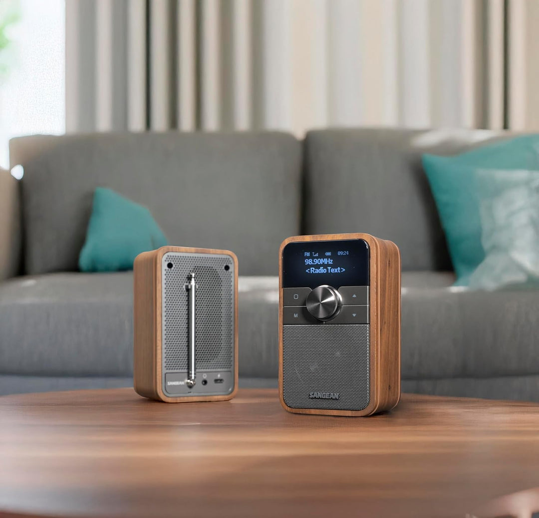 SANGEAN DDR-8 Tragbares DAB+ Radio mit Bluetooth 5.2, rotierendem OLED-Display, integriertem Akku, E
