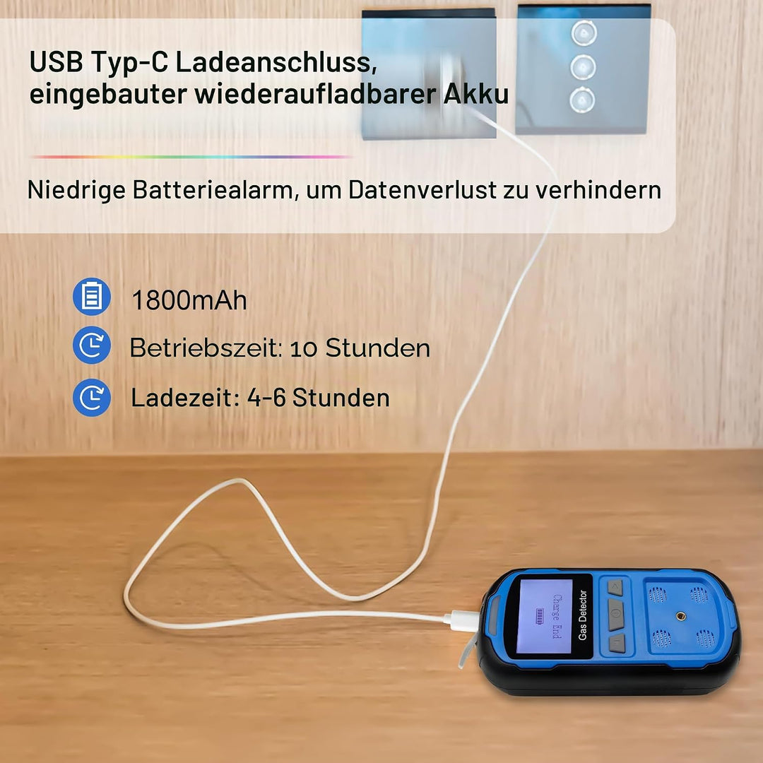 Gaslecksuchgerät für H2S CO O2 und LEL, tragbarer Multi-Gasmelder Gasdetektor mit akustischen, visue