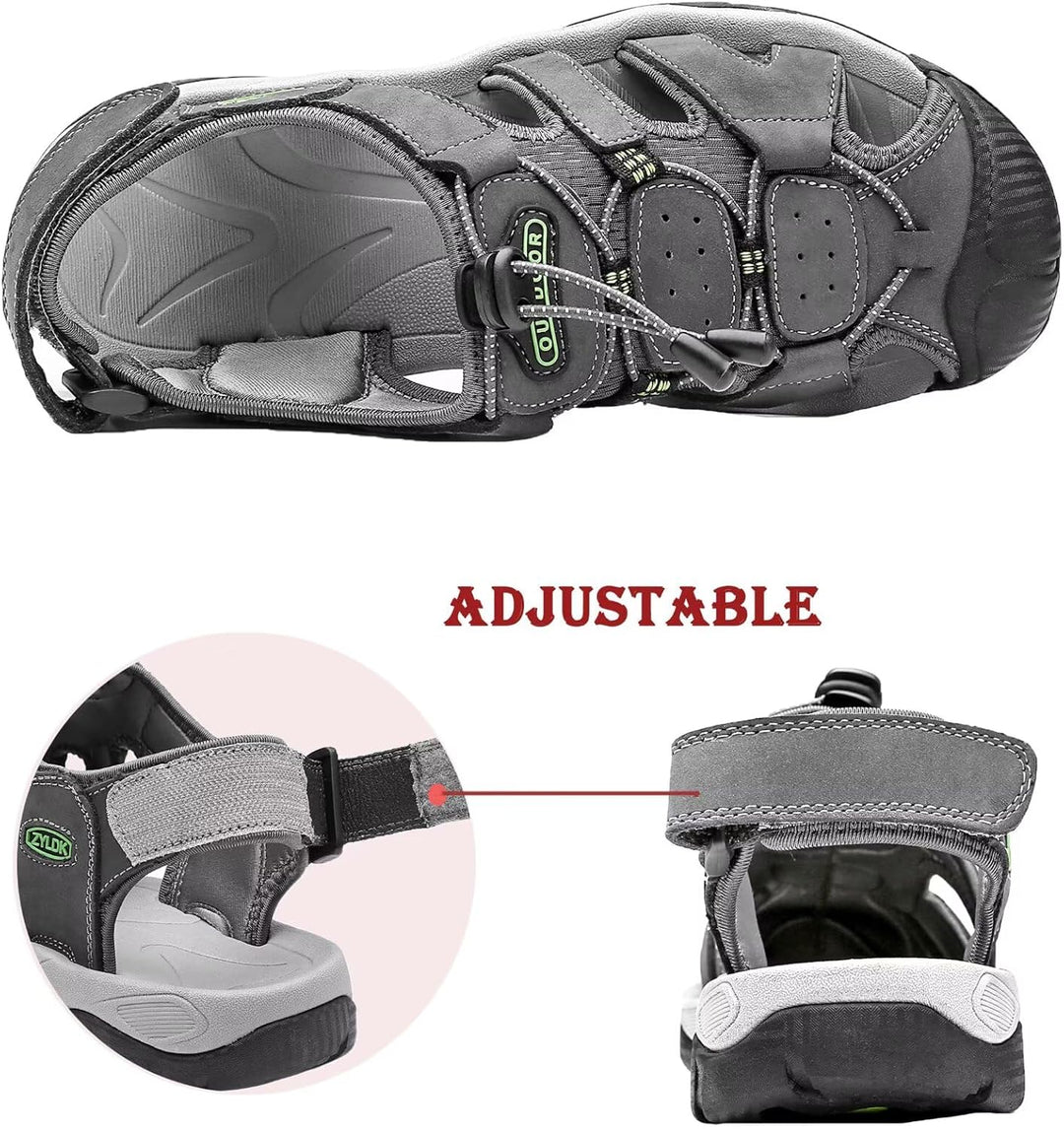 Herren Sandalen Leder Strand Trekkingsandalen Outdoorschuhe Sommer Wanderschuhe Männer Sport-Outdoor