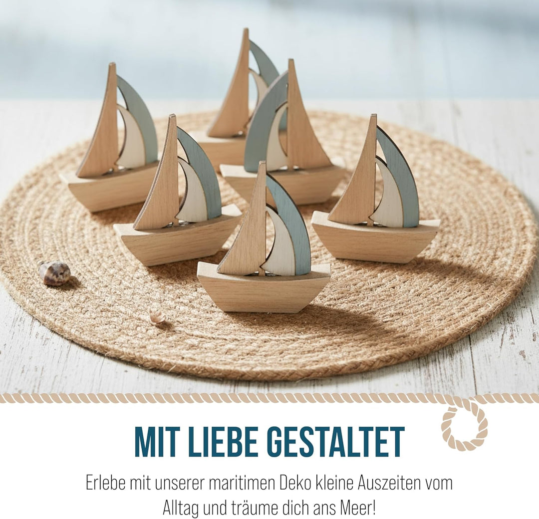 Logbuch-Verlag 12 kleine Segelboote Schiffe Natur blau 8 cm - Maritime Deko zum Hinstellen Mitgebsel